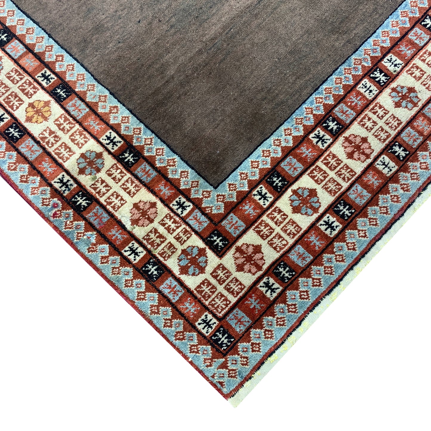 Brown and Beige, Pure Wool Antique Khotan Handknotted 4.3x6.7Ft 130x200Cms Area Rug