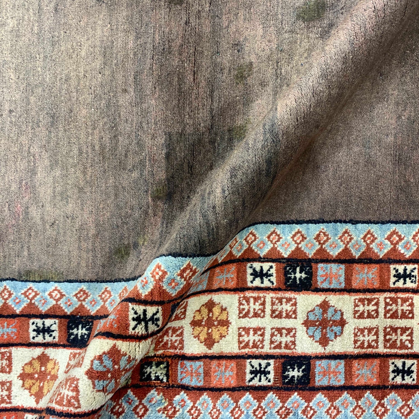 Brown and Beige, Pure Wool Antique Khotan Handknotted 4.3x6.7Ft 130x200Cms Area Rug