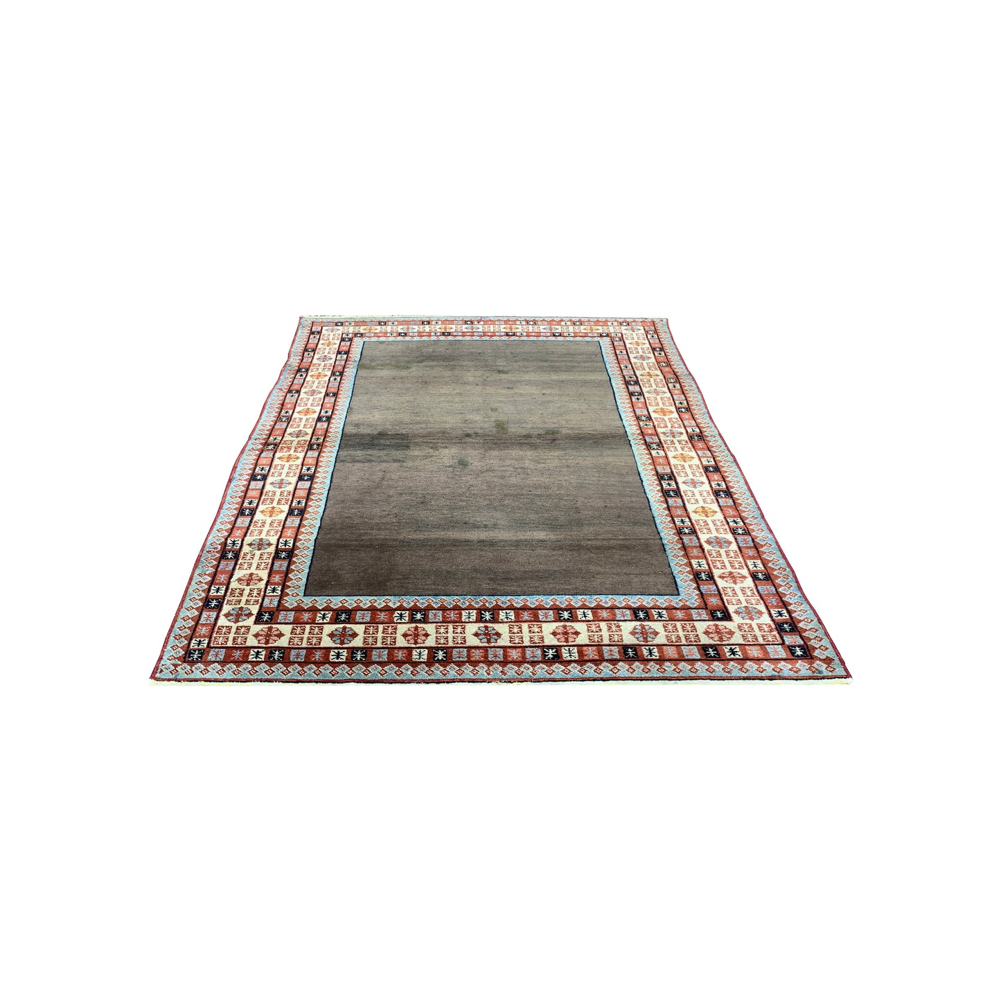 Brown and Beige, Pure Wool Antique Khotan Handknotted 4.3x6.7Ft 130x200Cms Area Rug