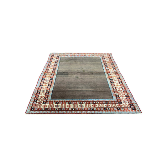 Brown and Beige, Pure Wool Antique Khotan Handknotted 4.3x6.7Ft 130x200Cms Area Rug