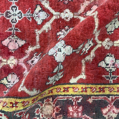 Red and Yellow, Pure Wool Antique Khotan Handknotted 3.10x6.9Ft 118x205Cms Area Rug