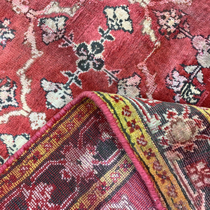 Red and Yellow, Pure Wool Antique Khotan Handknotted 3.10x6.9Ft 118x205Cms Area Rug