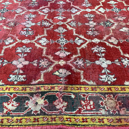 Red and Yellow, Pure Wool Antique Khotan Handknotted 3.10x6.9Ft 118x205Cms Area Rug