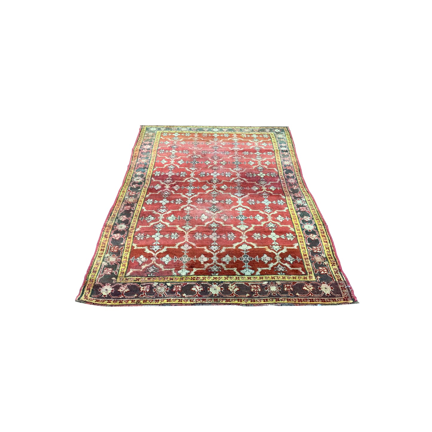 Red and Yellow, Pure Wool Antique Khotan Handknotted 3.10x6.9Ft 118x205Cms Area Rug