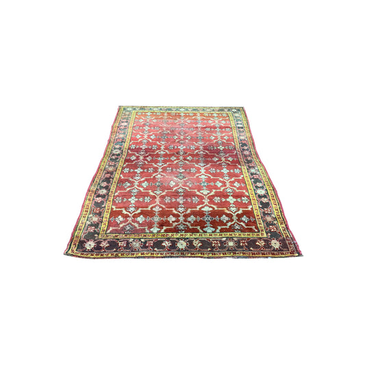 Red and Yellow, Pure Wool Antique Khotan Handknotted 3.10x6.9Ft 118x205Cms Area Rug