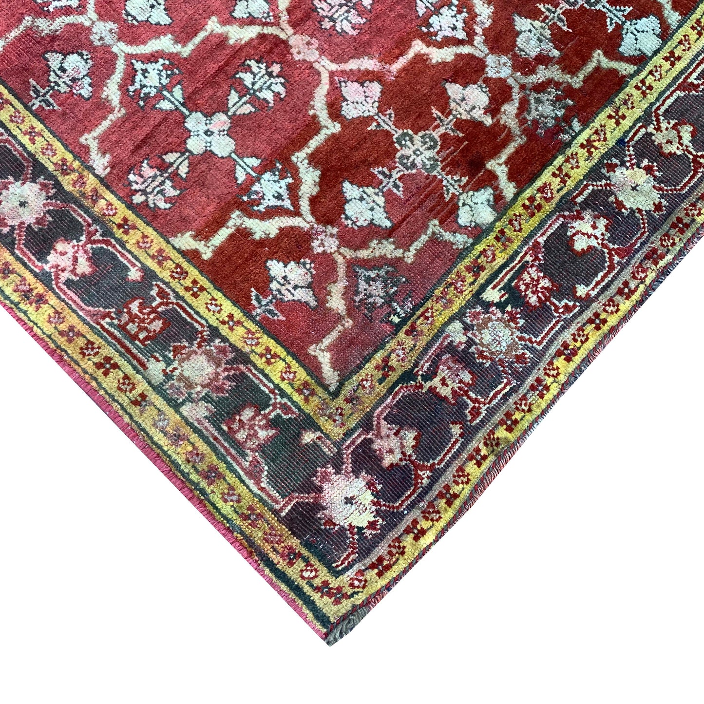 Red and Yellow, Pure Wool Antique Khotan Handknotted 3.10x6.9Ft 118x205Cms Area Rug