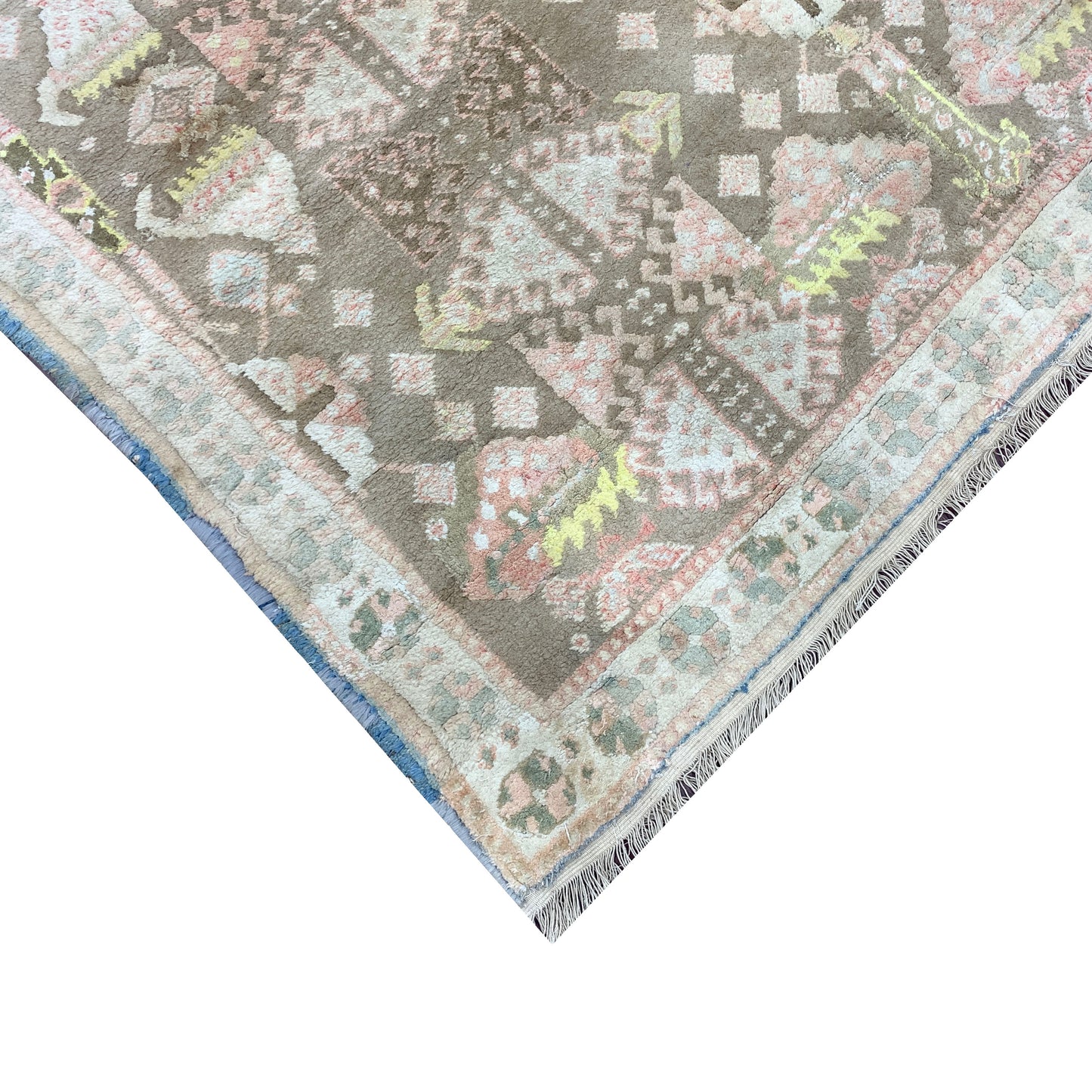 Camel and Beige, Pure Cotton Antique Khotan Handknotted 3.11x6.4Ft 119x193Cms Area Rug