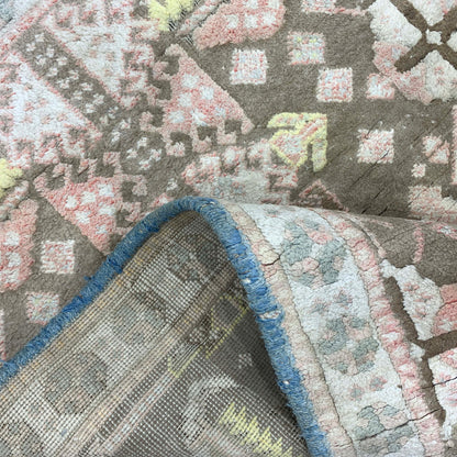 Camel and Beige, Pure Cotton Antique Khotan Handknotted 3.11x6.4Ft 119x193Cms Area Rug