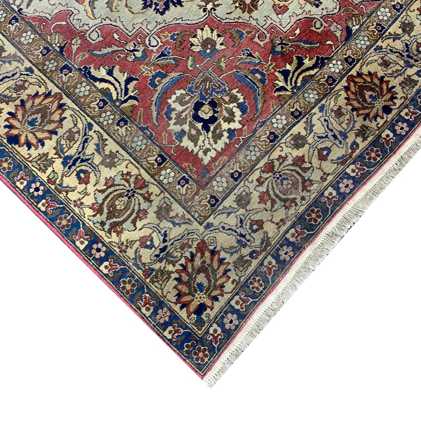 Beige and Red, Pure Wool Antique Khotan Handknotted 7.11x10.8Ft 242x324Cms Area Rug