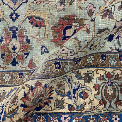 Beige and Red, Pure Wool Antique Khotan Handknotted 7.11x10.8Ft 242x324Cms Area Rug