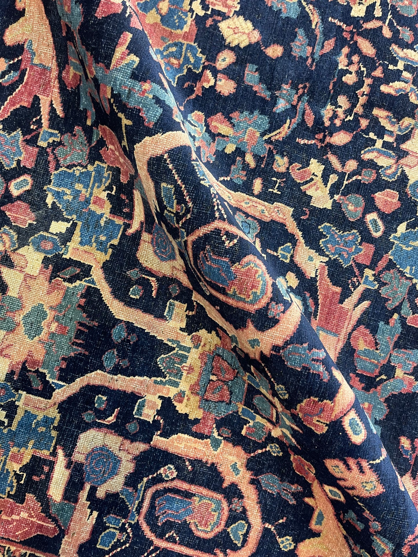 Red and Blue, Pure Wool Antique Handknotted 11.0x14.0Ft 355x427Cms Area Rug