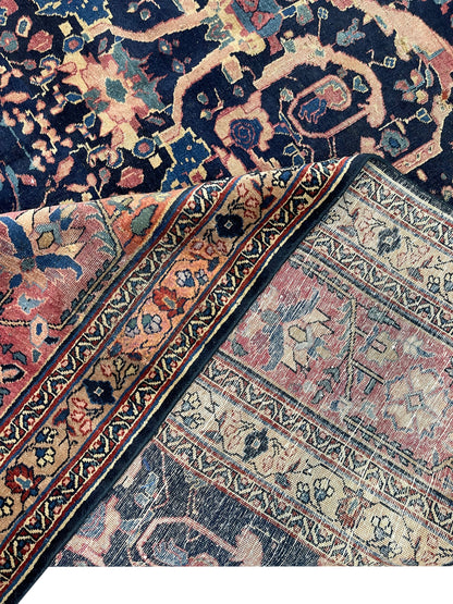 Red and Blue, Pure Wool Antique Handknotted 11.0x14.0Ft 355x427Cms Area Rug