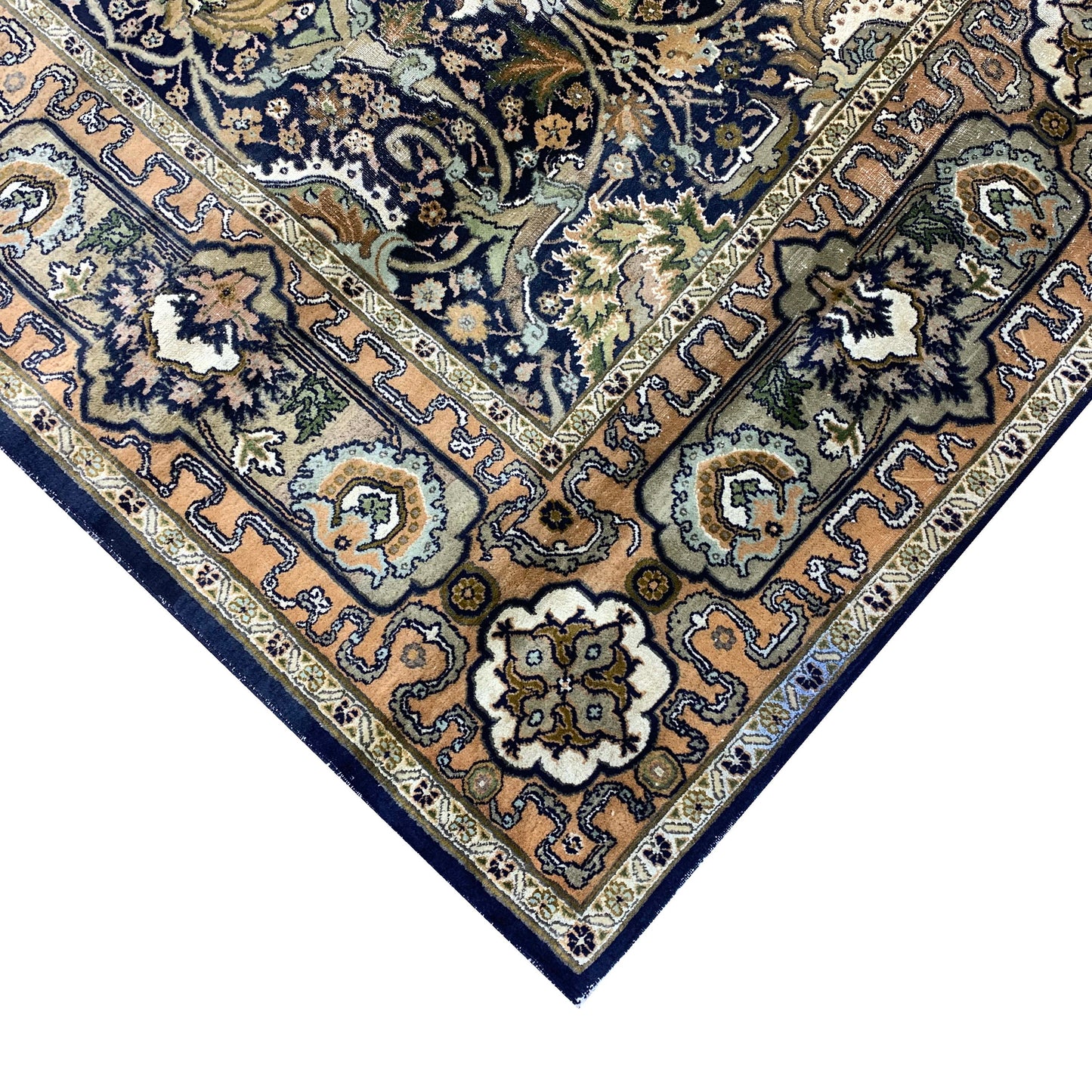 Black and Green, Pure Wool Antique Khotan Handknotted 6.1x9.7Ft 185x290Cms Area Rug