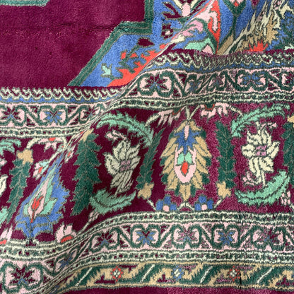 Blue and Magenta, Pure Wool Antique Tebriz Khotan Handknotted 7.2X12.0Ft 280X390Cms Area Rug