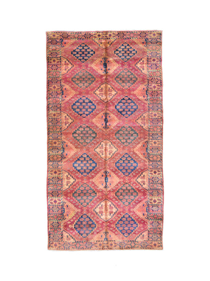 Red and Blue, Pure Wool Antique Khotan Handknotted 5.1x10.3Ft 156x302Cms Area Rug