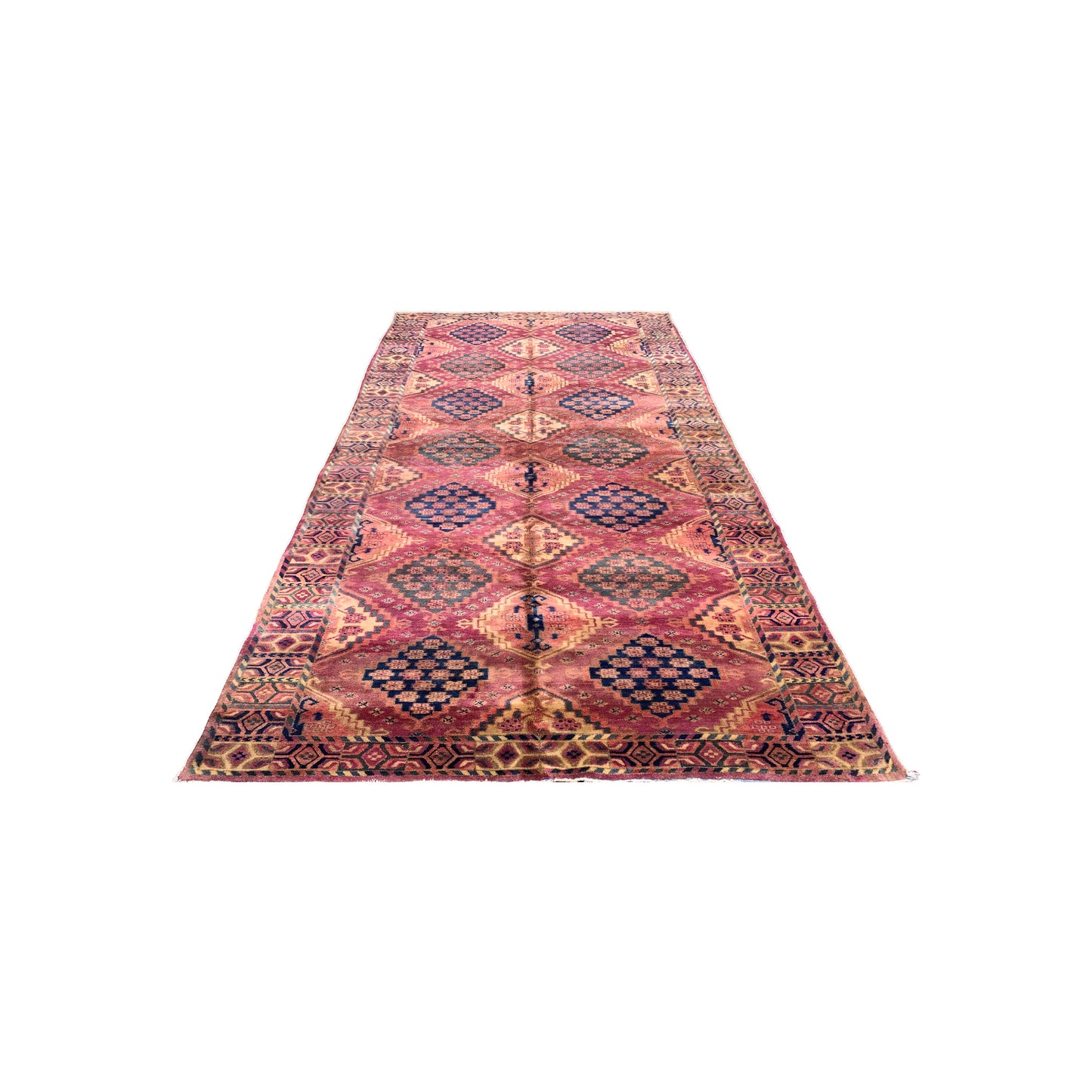 Red and Blue, Pure Wool Antique Khotan Handknotted 5.1x10.3Ft 156x302Cms Area Rug