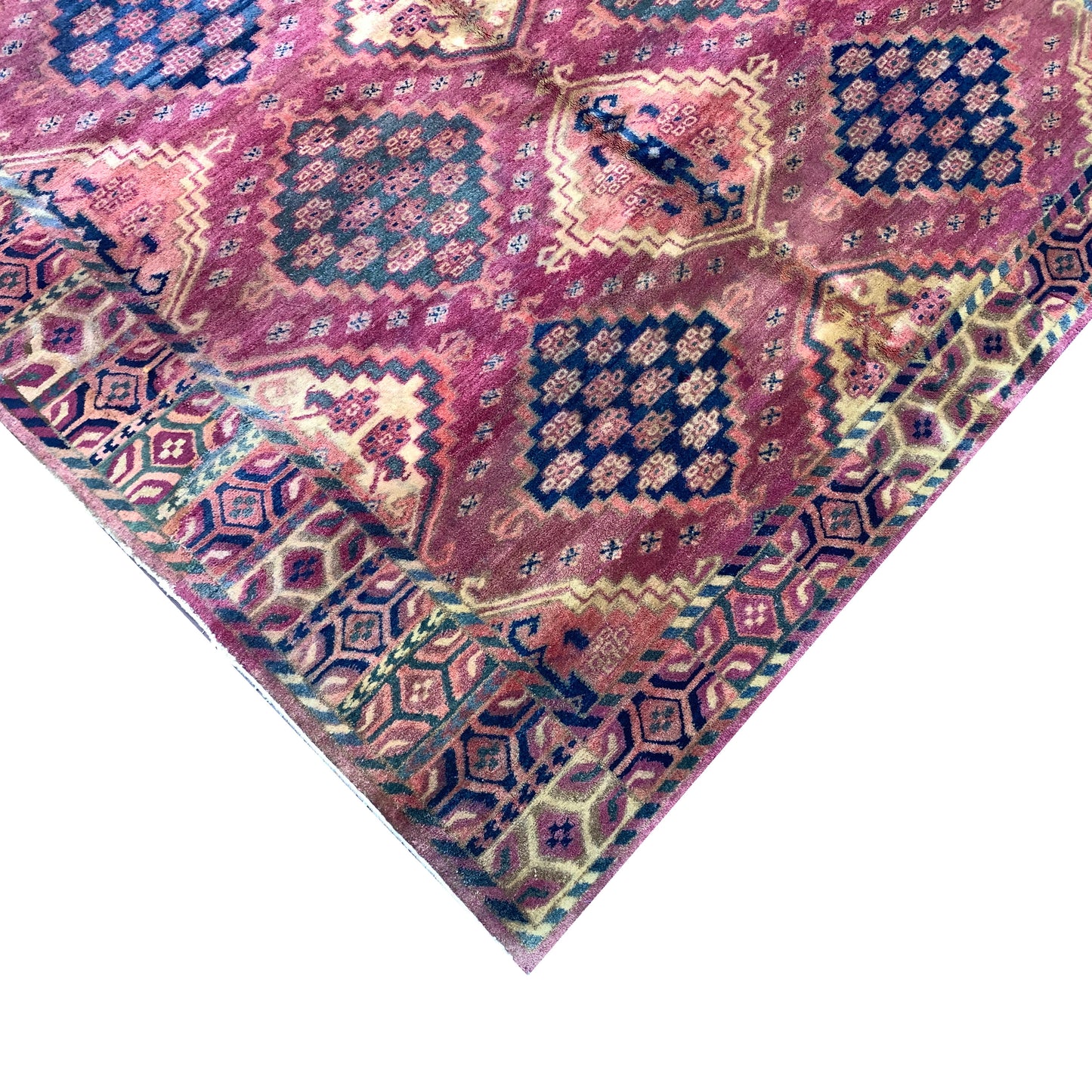 Red and Blue, Pure Wool Antique Khotan Handknotted 5.1x10.3Ft 156x302Cms Area Rug