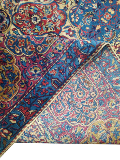 Lavender and Blue, Pure Wool Antique Handknotted 11.10x23.8Ft 360x721Cms Area Rug