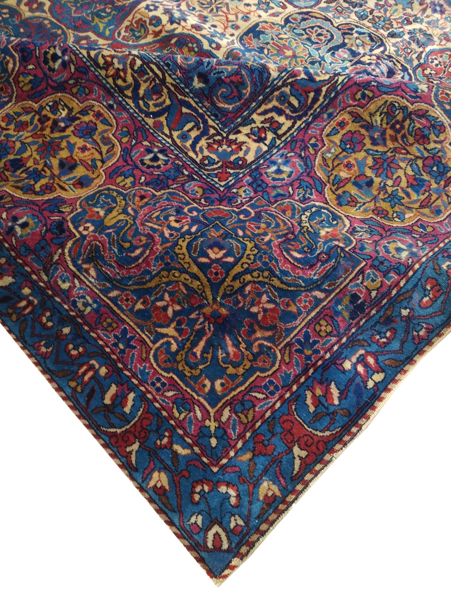 Lavender and Blue, Pure Wool Antique Handknotted 11.10x23.8Ft 360x721Cms Area Rug