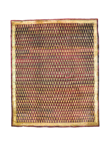 Red and Beige, Pure Wool Antique Khotan Handknotted 7.10x10.3Ft 239x212Cms Area Rug