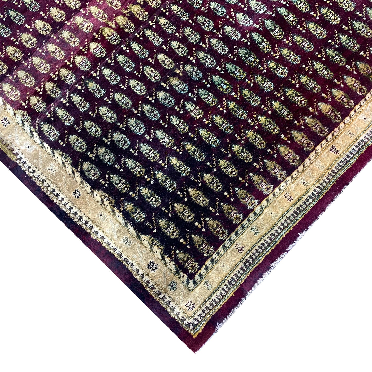 Red and Beige, Pure Wool Antique Khotan Handknotted 7.10x10.3Ft 239x212Cms Area Rug