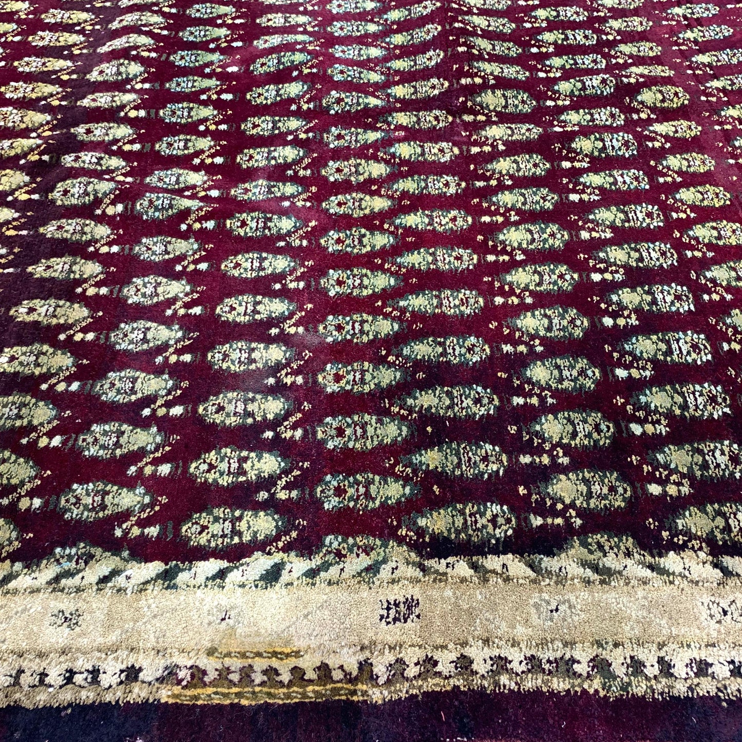 Red and Beige, Pure Wool Antique Khotan Handknotted 7.10x10.3Ft 239x212Cms Area Rug