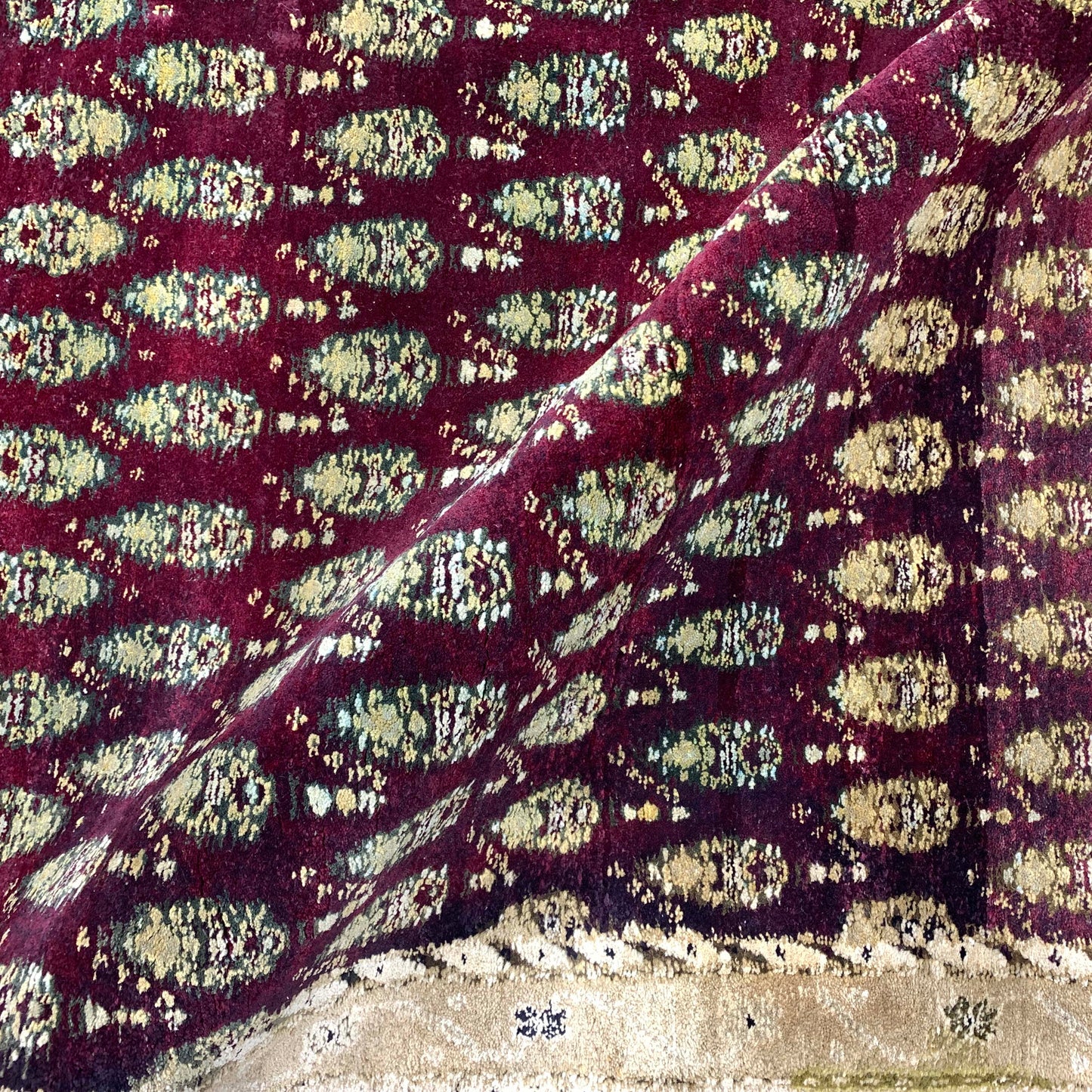 Red and Beige, Pure Wool Antique Khotan Handknotted 7.10x10.3Ft 239x212Cms Area Rug