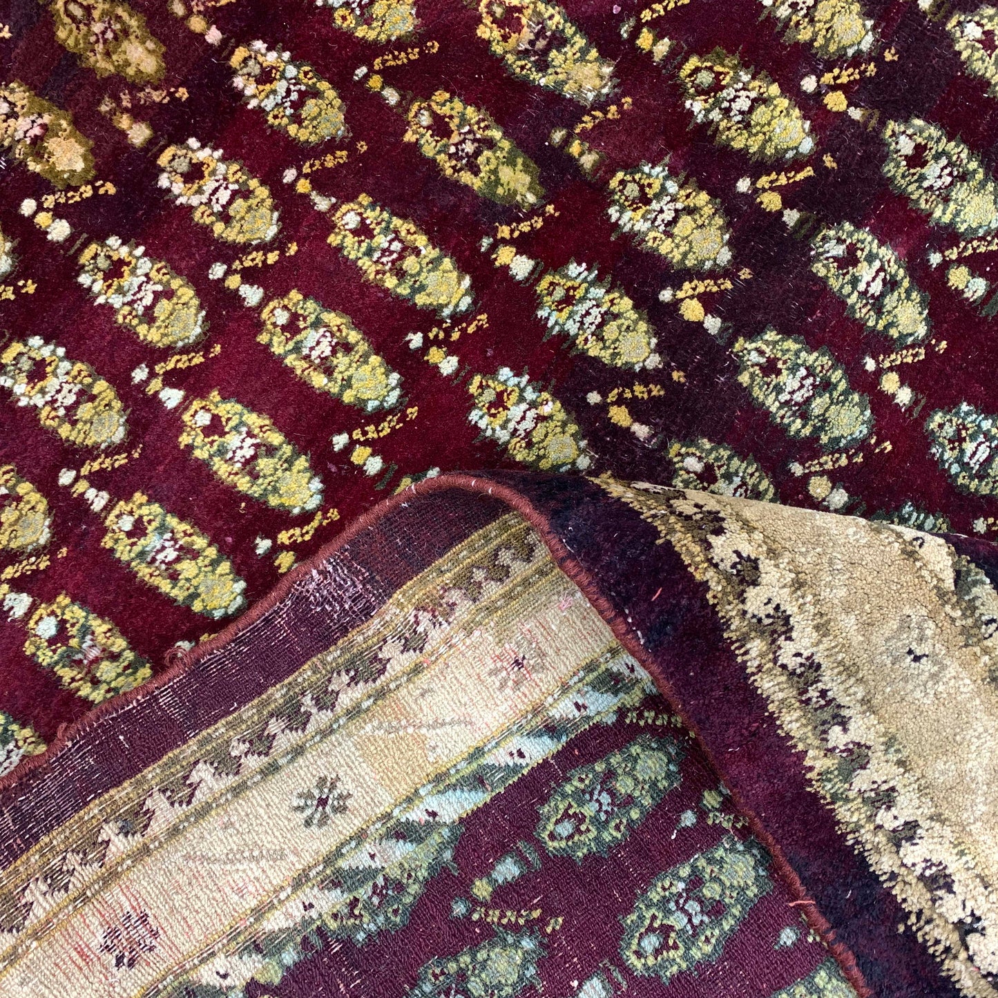 Red and Beige, Pure Wool Antique Khotan Handknotted 7.10x10.3Ft 239x212Cms Area Rug