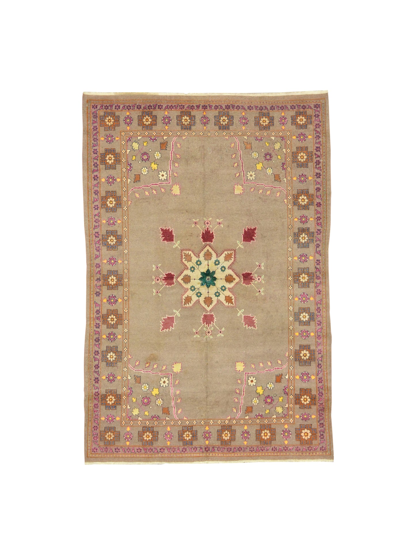 Camel and Beige, Pure Wool Antique Khotan Handknotted 5.9x8.7Ft 175x261Cms Area Rug