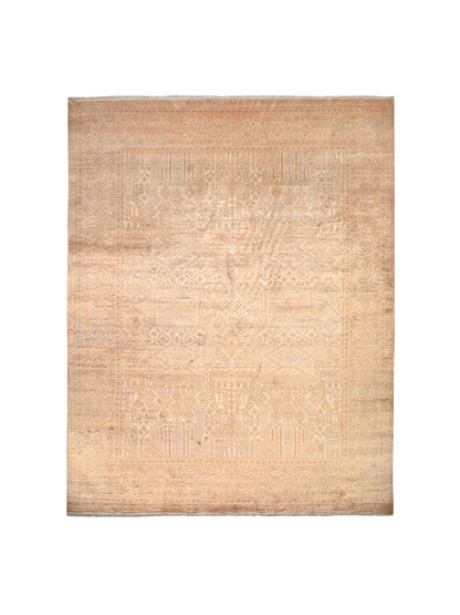 Ivory and Gold Pure Viscose Traditional Handknotted 8.0x10.5Ft 244x314Cms Area Rug