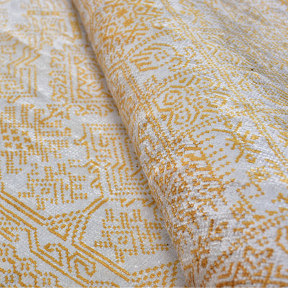 Ivory and Gold Pure Viscose Traditional Handknotted 8.0x10.5Ft 244x314Cms Area Rug