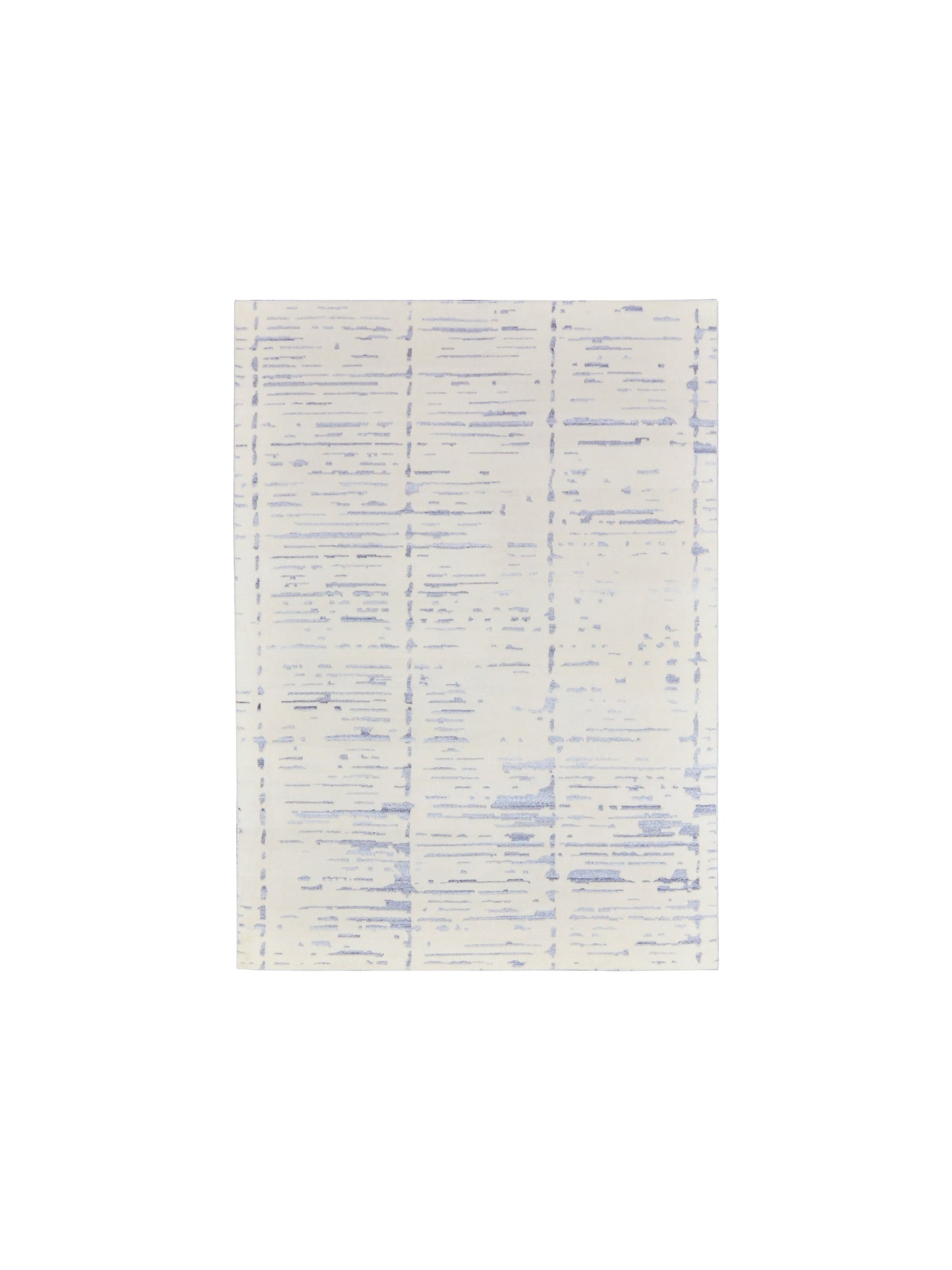 Ivory and Silver, Viscose and Wool Modern Geometrical Handknotted 5.1x7.1Ft 156x215Cms Area Rug