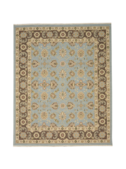 L.Blue Pure Wool Traditional Soumak Area Rug 8.2x9.11ft 247x300Cms