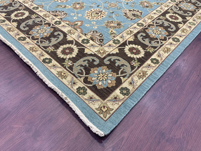 L.Blue Pure Wool Traditional Soumak Area Rug 8.2x9.11ft 247x300Cms