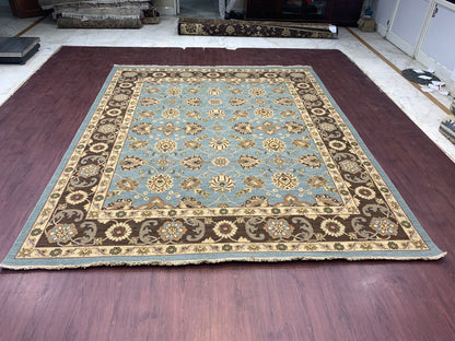 L.Blue Pure Wool Traditional Soumak Area Rug 8.1x9.10ft 246x298Cms