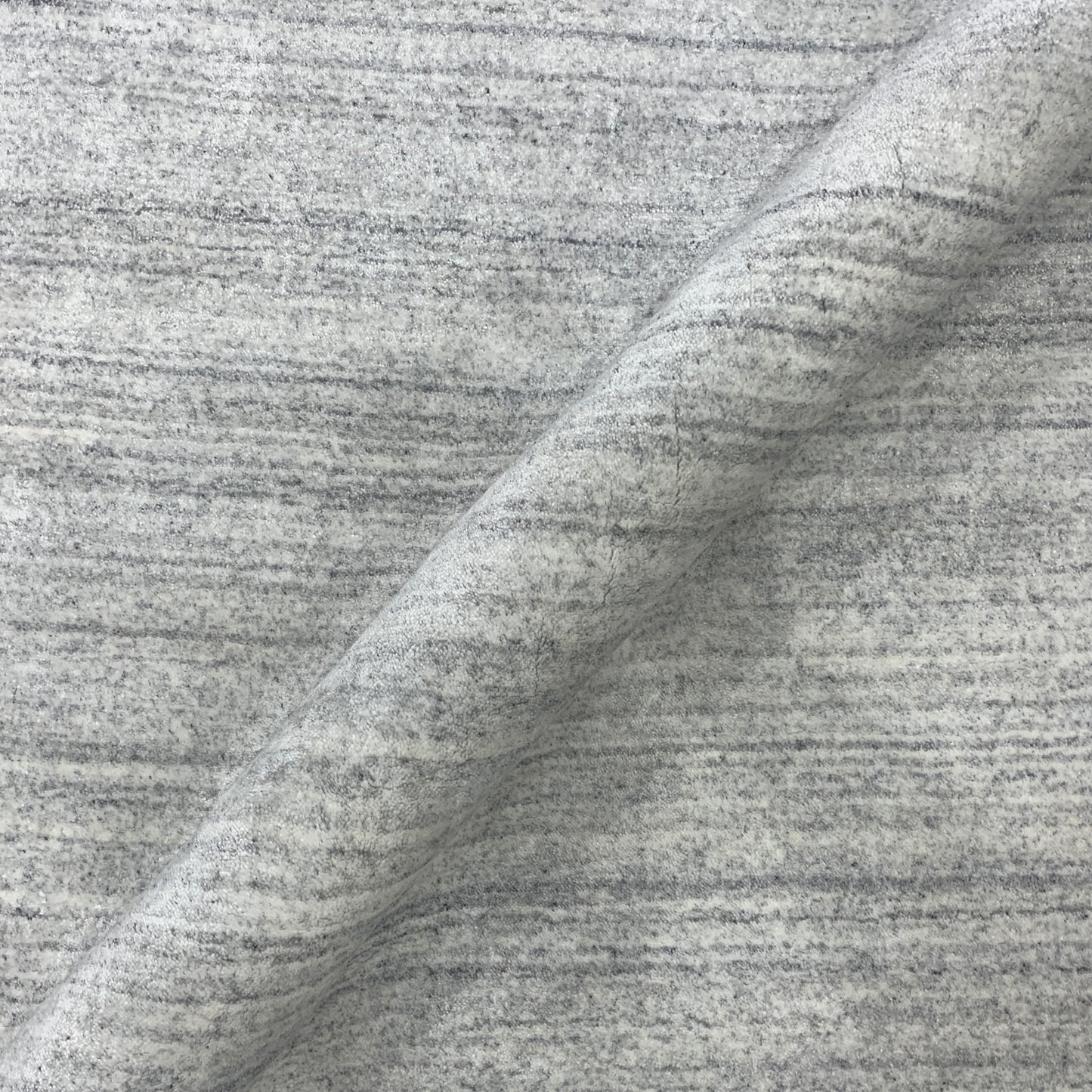 Silver, High Shine, Plush Pile, Viscose and Wool Blended, Modern Solid Handloom Area Rug