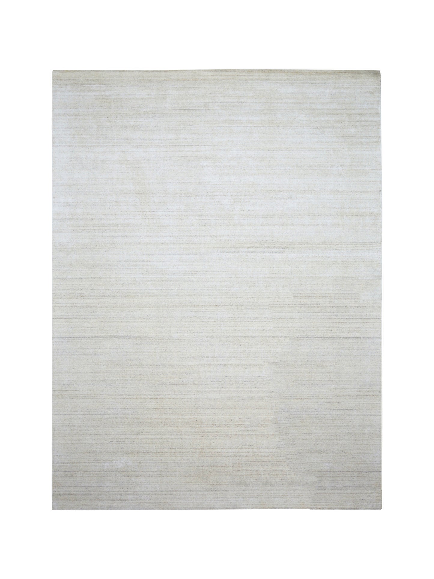 Ivory, High Shine,, Plush Pile, Viscose and Wool Blended, Modern Solid Handloom Area Rug
