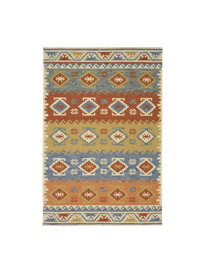 Ivory Pure Wool Traditional Soumak Area Rug 6.0x8.11ft 184x270Cms