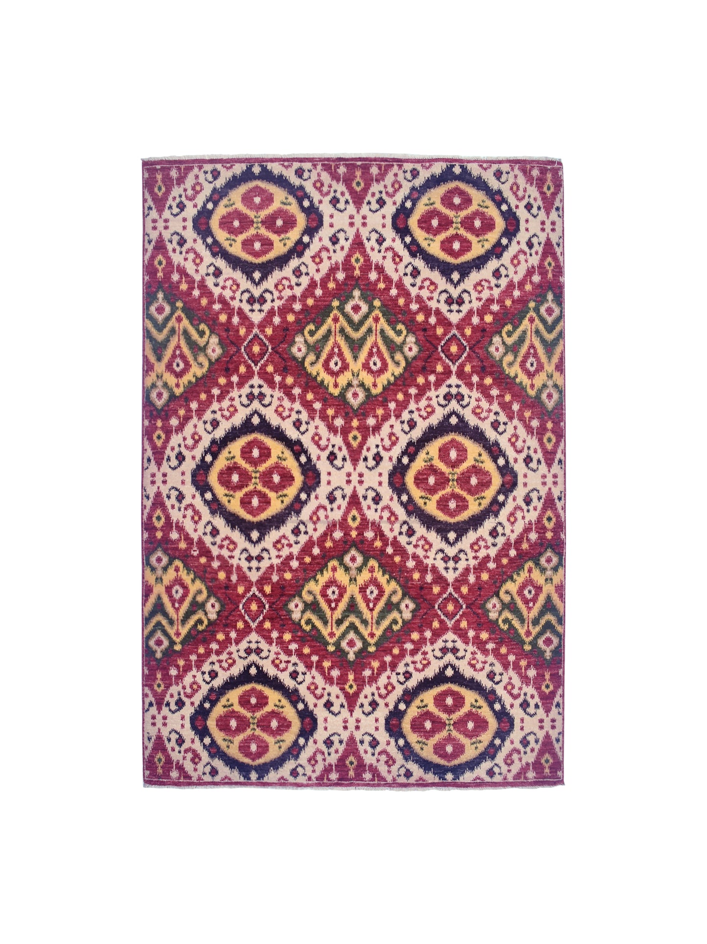 Red Beige Pure Wool Transitional Handknotted Area Rug 5.6x8.0ft 170x243Cms