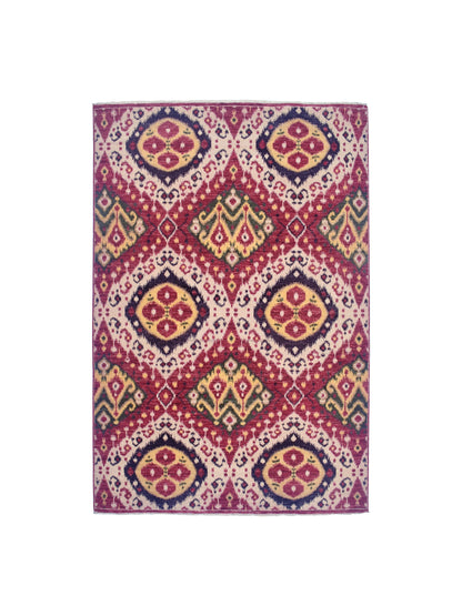 Red Beige Pure Wool Transitional Handknotted Area Rug 5.6x8.0ft 170x243Cms