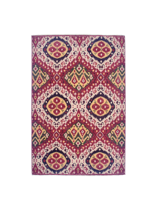 Red Beige Pure Wool Transitional Handknotted Area Rug 5.6x8.0ft 170x243Cms