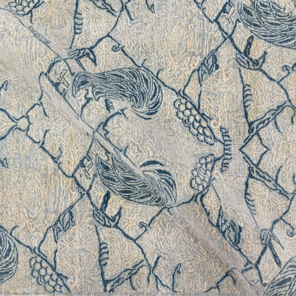 Grey and Blue, Pure Wool Zero Pile Transitional Handknotted 7.9x10.1Ft 240x304Cms Area Rug