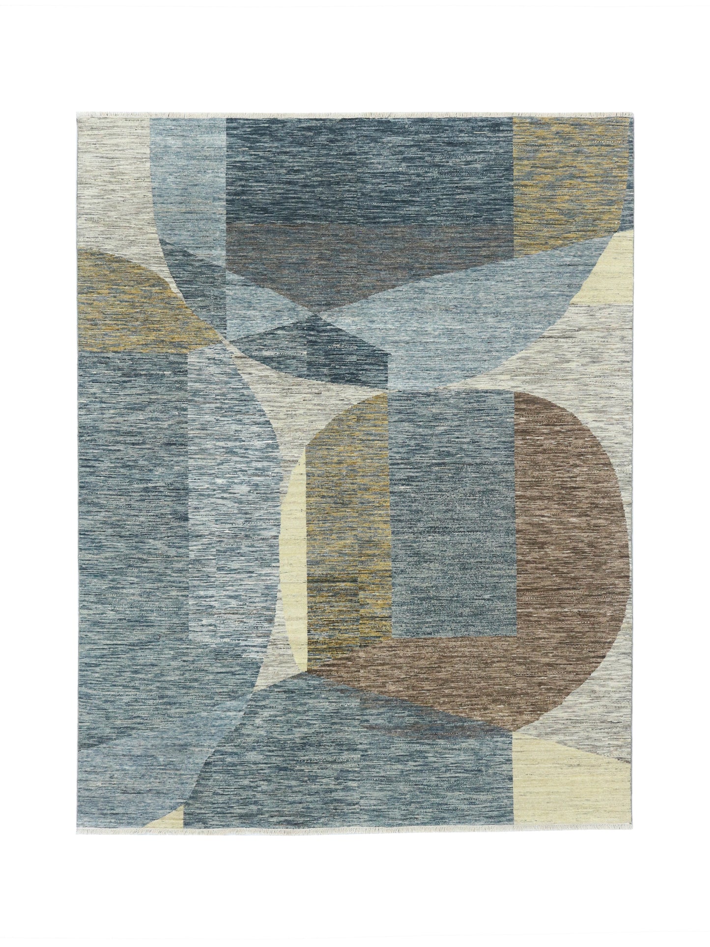 Grey Multy, Pure Wool Modern Abrash Handknotted 7.11x10.0Ft 241x305Cms Area Rug