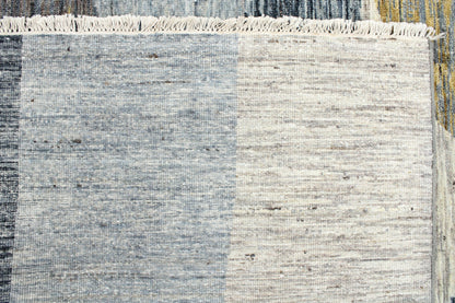 Grey Multy, Pure Wool Modern Abrash Handknotted 7.11x10.0Ft 241x305Cms Area Rug