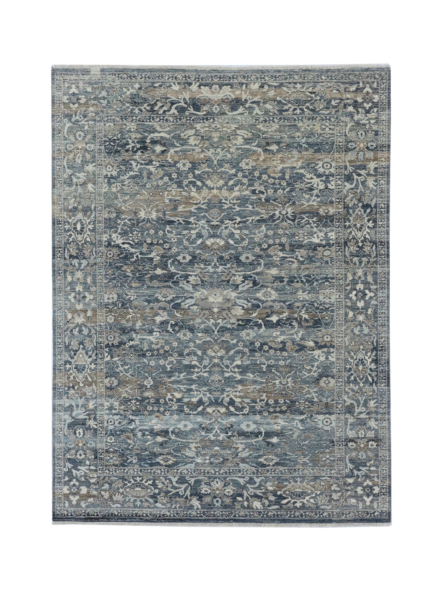 Charcoal Ivory, Pure Wool Traditional Handknotted 9.0x12.0Ft 275x365Cms Area Rug