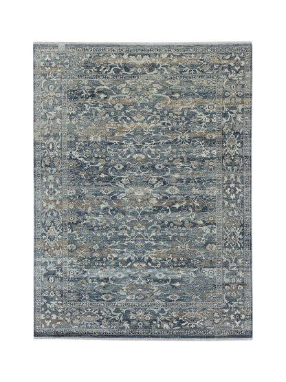 Charcoal Ivory, Pure Wool Traditional Handknotted 9.0x12.0Ft 275x365Cms Area Rug