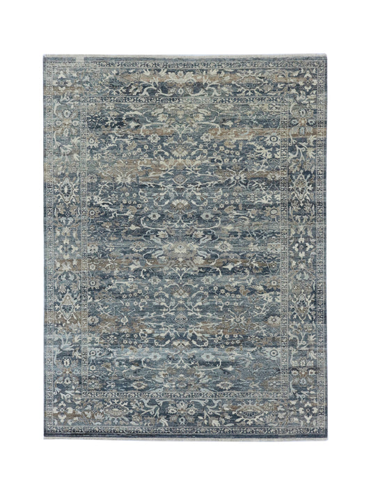 Charcoal Ivory, Pure Wool Traditional Handknotted 9.0x12.0Ft 275x365Cms Area Rug