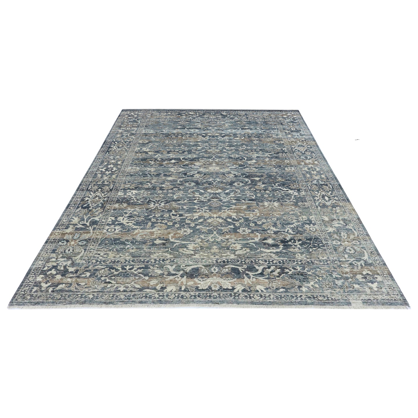 Charcoal Ivory, Pure Wool Traditional Handknotted 9.0x12.0Ft 275x365Cms Area Rug