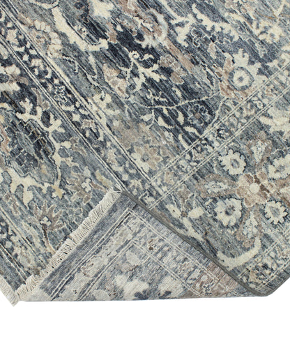 Charcoal Ivory, Pure Wool Traditional Handknotted 9.0x12.0Ft 275x365Cms Area Rug
