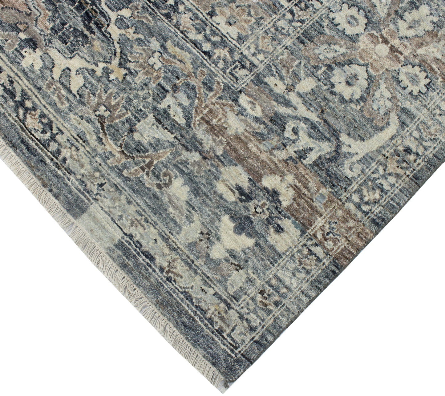 Charcoal Ivory, Pure Wool Traditional Handknotted 9.0x12.0Ft 275x365Cms Area Rug